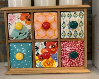 The Pioneer Woman Flea Market 6-Drawer Spice and Tea Box