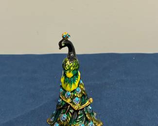 Hinged Peacock Trinket/Pill Box