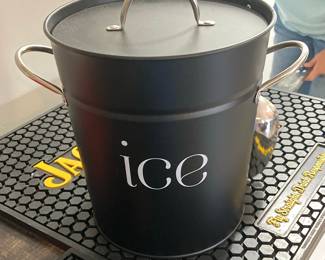 Black Enamelware Ice Bucket with Lid and Scoop