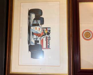 Ayrton Senna McLaren MP4/8 Signed Art Print by David Gordon