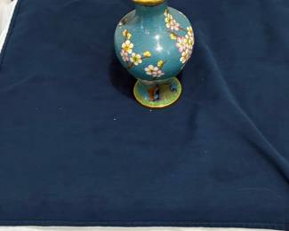 Vintage Chinese Cloisonné Vase with Cherry Blossoms