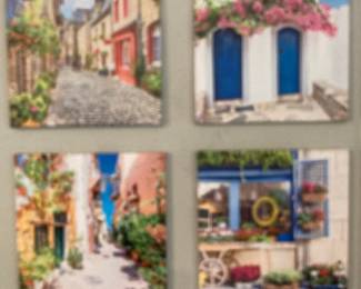 Set of Four European Street Scene Canvas Prints