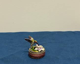 Hummingbird and Flower Jeweled Trinket Box
