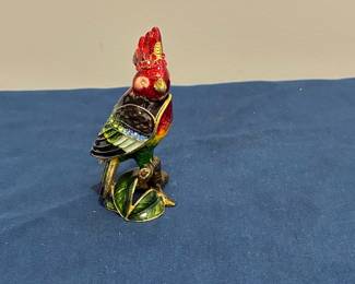 Enamel and Rhinestone Cockatoo Trinket Box