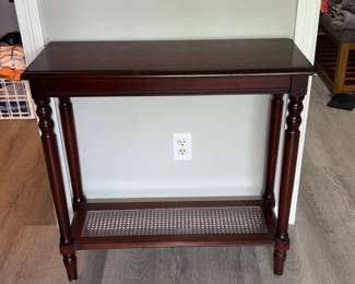 Mahogany Console Table with Cane Shelf