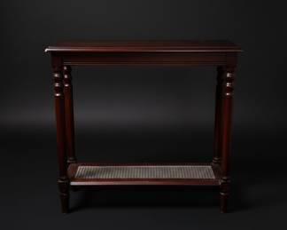 Mahogany Console Table with Cane Shelf