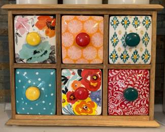 The Pioneer Woman Flea Market 6-Drawer Spice and Tea Box