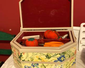 Vintage Floral Octagonal Sewing Box