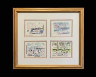 Gillie M. Murray "Boston Scenes" Set of Four Watercolor Prints