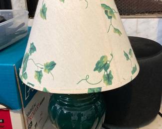 Vintage Green Ceramic Ginger Jar Table Lamp with Ivy Shade