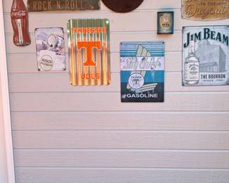 Collection of Vintage Metal Signs and Advertising Memorabilia