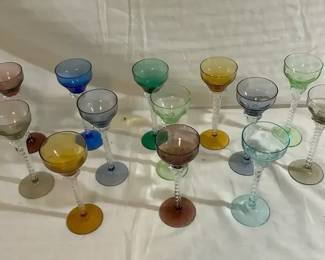 MCM Colorful Hand Blown Twist Stem Glasses