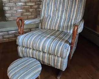 Vintage Fabric Rocking Chair WFootstool
