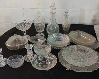 French 4 Chamber Decanter, Divided Dish, Art Glass