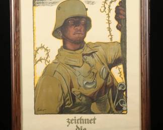 Framed WWI German Propaganda Poster Reproduction