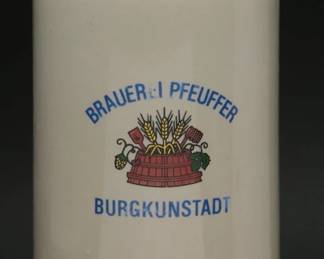 	German Stoneware Beer Stein Brauerei Pfeuffer 1L