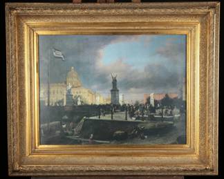Framed Cityscape Print With Ornate Gold Frame