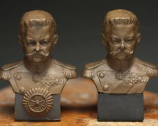 	Pair Paul Von Hindenbur Army Busts With Iron Cross