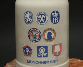 1930s GERZ Munich Brewery Beer Stein 0.5L