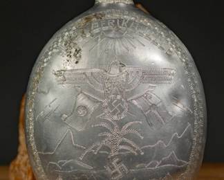 	WWII German POW Engraved "Trench Art" Canteen