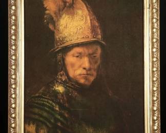	Framed Oil Portrait Print After Rembrandt, Warrior