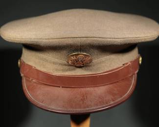 	U.S. Army Officer's Visor Cap WWII Wool Leather