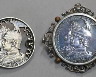 1901 Prussian 2 Mark Silver Brooches, Bicentenn.