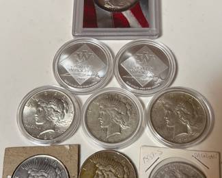 Silver dollars and silver rounds