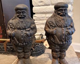 How wonderful are these old Santa andirons?!