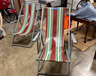 Vintage sling deck chairs