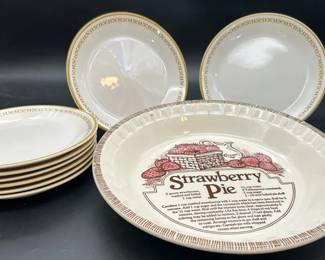 Royal China Strawberry Pie Plate And 8 Syracuse Small China Plates