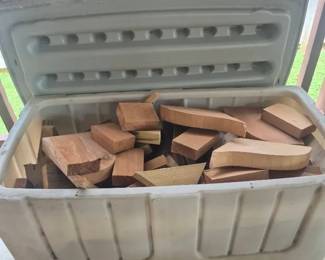 Deck box With Assortment Of Wood Cutoffs