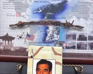 Art Bobbed Wire From DMZ And Set Of Saddam Huesayn Playing Cards