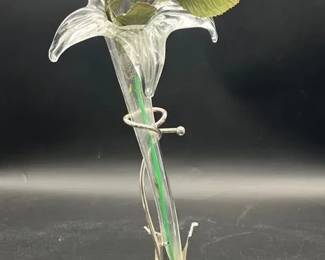 Glass Vase Felt Rose
