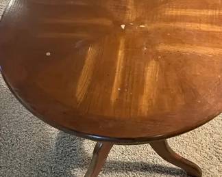 Vintage Wood Round Side Table
