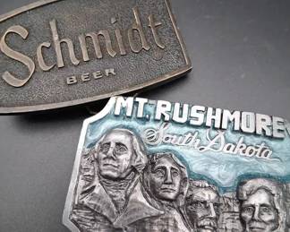 Collectable Belt Buckles Schmidt Beer And Mt. Rushmore