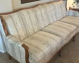 Victorian Style Sofa With Wood Trim