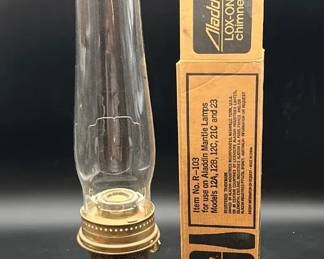 Vintage Aladdin Kerosene Mantel Lamp with LoxOn Chimney Original Box