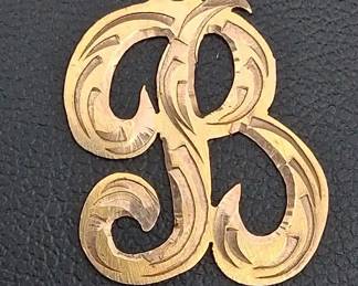 10k Gold B Pendant