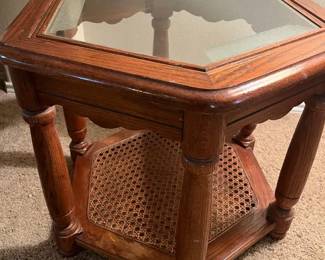 Octagon Side Table With Wickerrattan Bottom