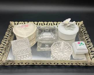 Jewelry Box Mirror Vanity Set