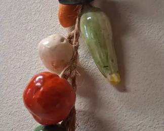 Vintage Ceramic Veggie Hanging Rope Decor 31inch