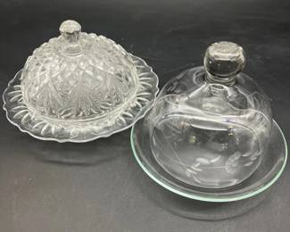 Vintage Butter Dishes, Etched Glass
