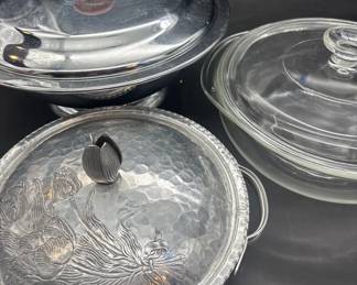 Covered Metal Holders And Pyrex Insert