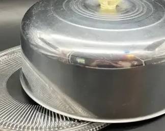 Vintage Chrome Cake Dome And Glass Platter