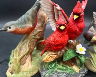 Vintage Porcelain Bird Figurines Cardinals Nuthatch Robin Fine Bone China Lot