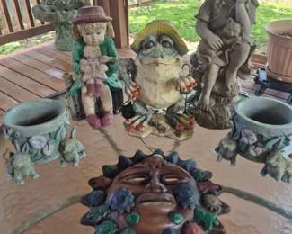 Eclectic Garden Statues and Pottery.