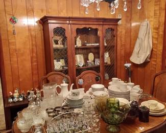 Antique dishes, China Cabinet, Table Set, etc