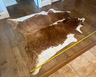 Large Brown and White Cowhide Rug