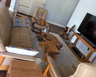 Living room set with two leather chairs and one couch